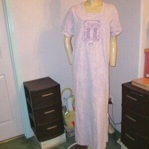 70s Viva City CAT BATIK Maxi Size M DRESS Oversized T-SHIRT Artsy BOHO Lagenlook